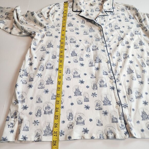 Soma sz XXL pajama top white blue snowflake snow globe Long sleeve Buttons up - Picture 8 of 11
